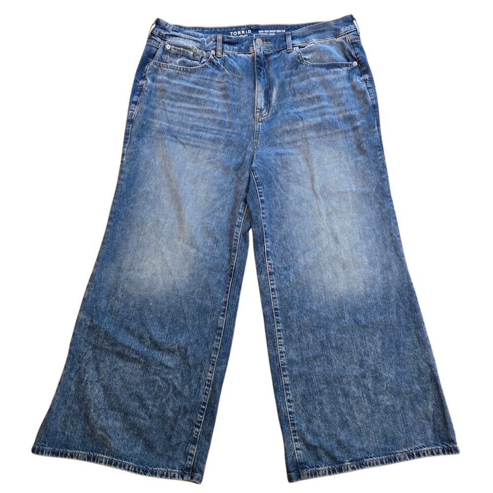 Torrid Baggy Wide Leg High Rise Jeans Plus Size 18S Stretch Rigid Denim 18 Short